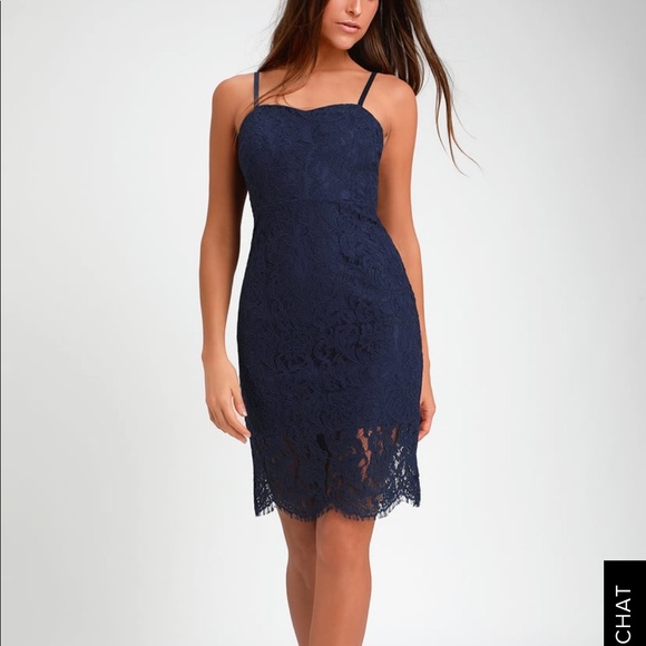 BLUE LACE BODYCON MIDI DRESS - Picture 1 of 4